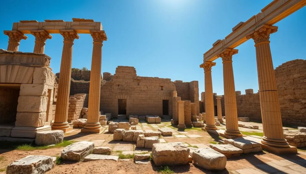 Ancient Roman ruins at the Temple of Ban in Kobayat Lebanon