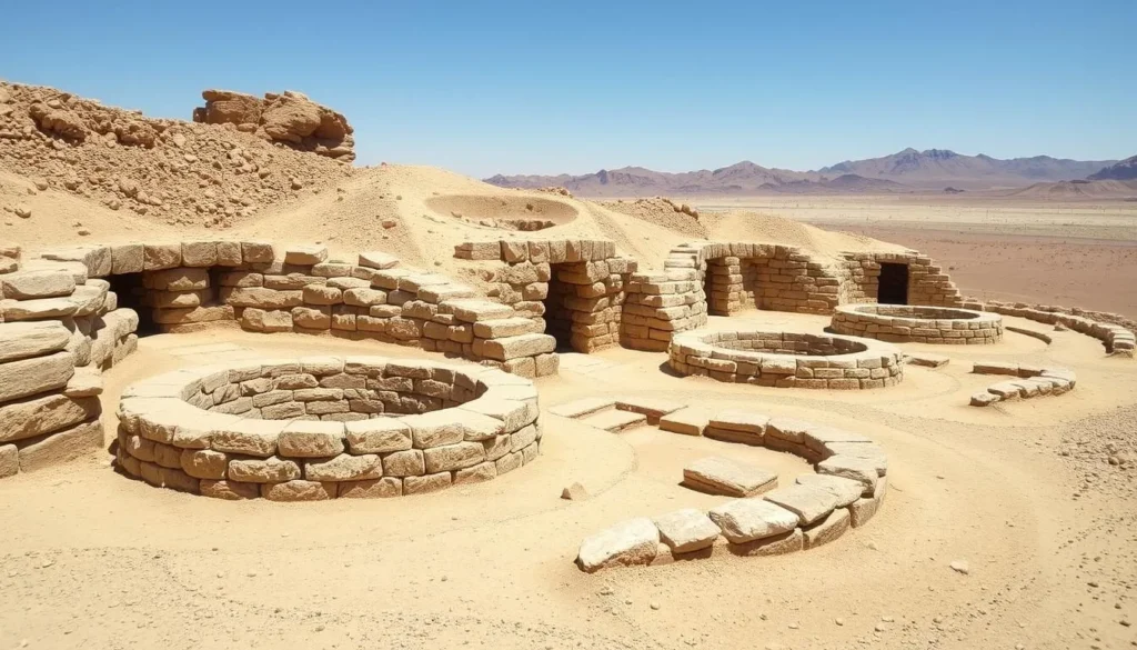 Ancient beehive tombs at Bat Necropolis UNESCO site in Ibri, Oman