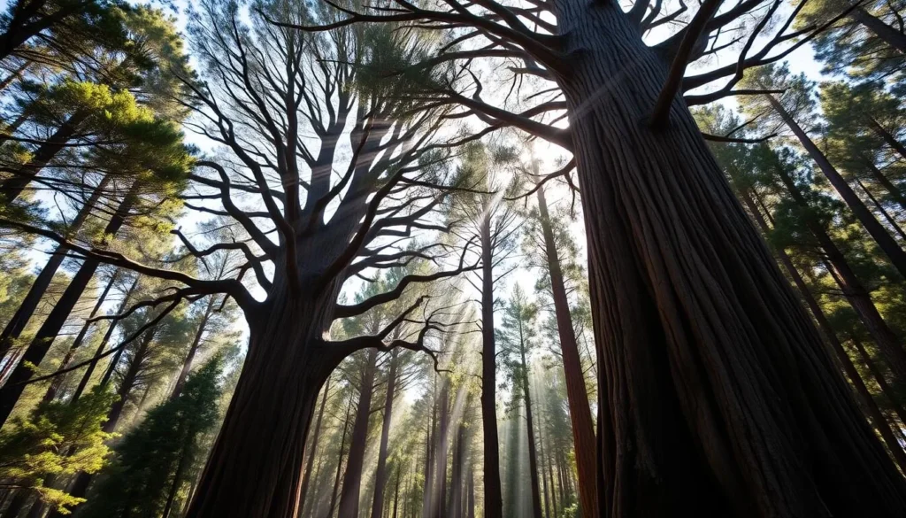 Ancient bunya pine trees in Bunya Mountains National Park with cultural significance