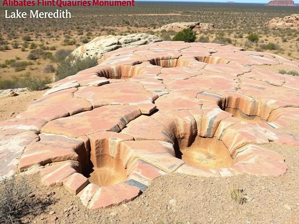Ancient flint quarries at Alibates Flint Quarries National Monument near Lake Meredith