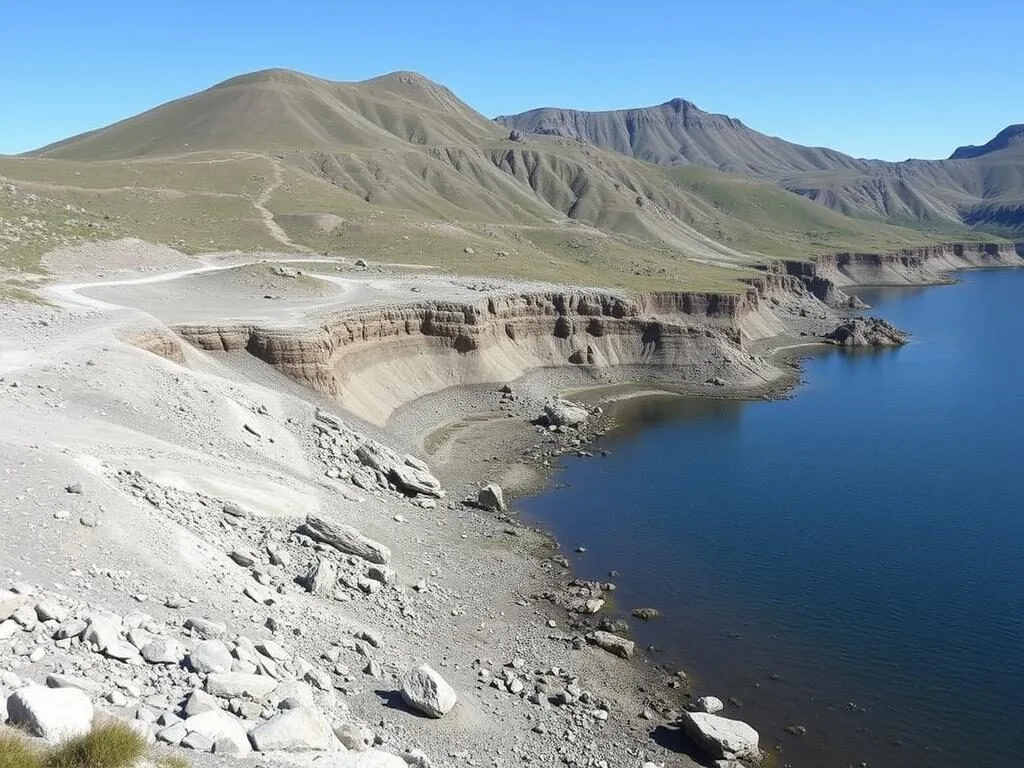 Ancient glacial formations visible around Lake Keltma's shoreline