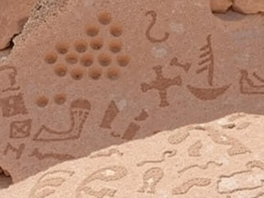 Ancient petroglyphs at Al Jassasiya site in Al Shamal Qatar