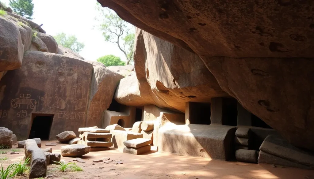 Ancient rock art and petroglyphs at Doyo Lama archaeological site near Lake Sentani