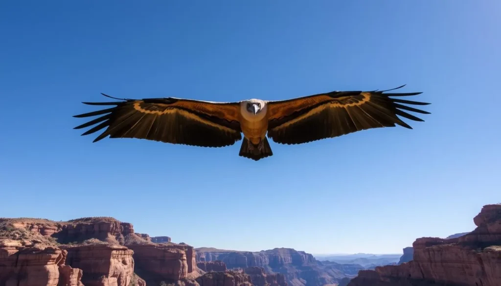 Andean condor soaring above the red canyon walls of Talampaya National Park Andean condor soaring above the red canyon walls of Talampaya National Park