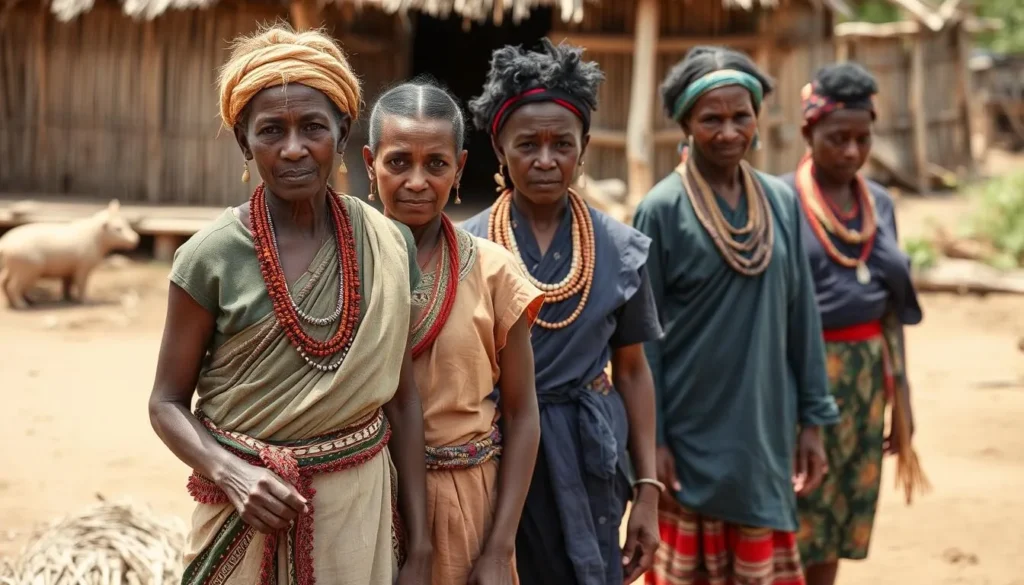 Antandroy people in traditional dress near Amboasary, Madagascar Antandroy people in traditional dress near Amboasary, Madagascar