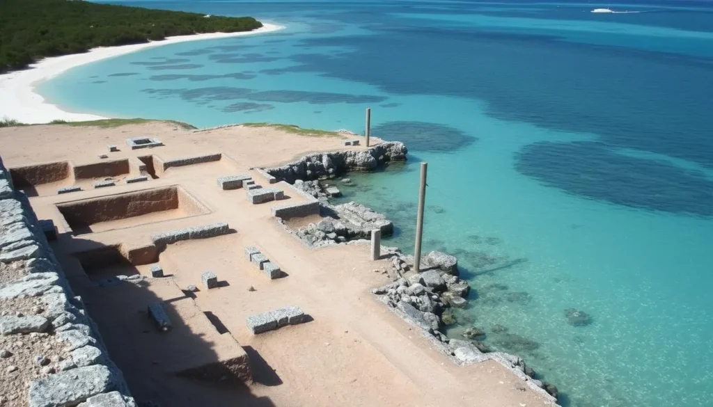 Archaeological site of ancient Lucayan settlement at Pompey Bay