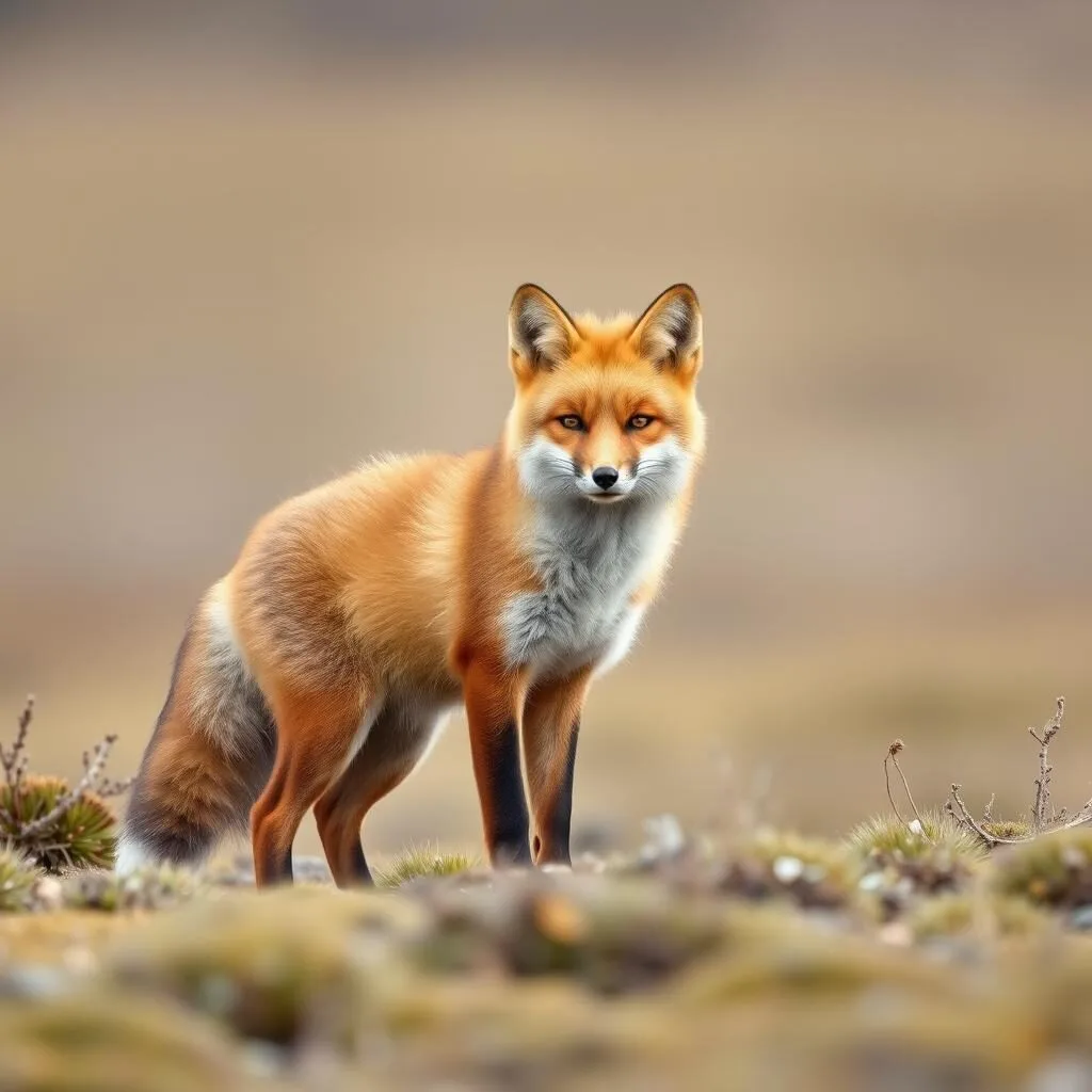 Arctic fox in its summer coat at Kytalyk National Park Arctic fox in its summer coat at Kytalyk National Park