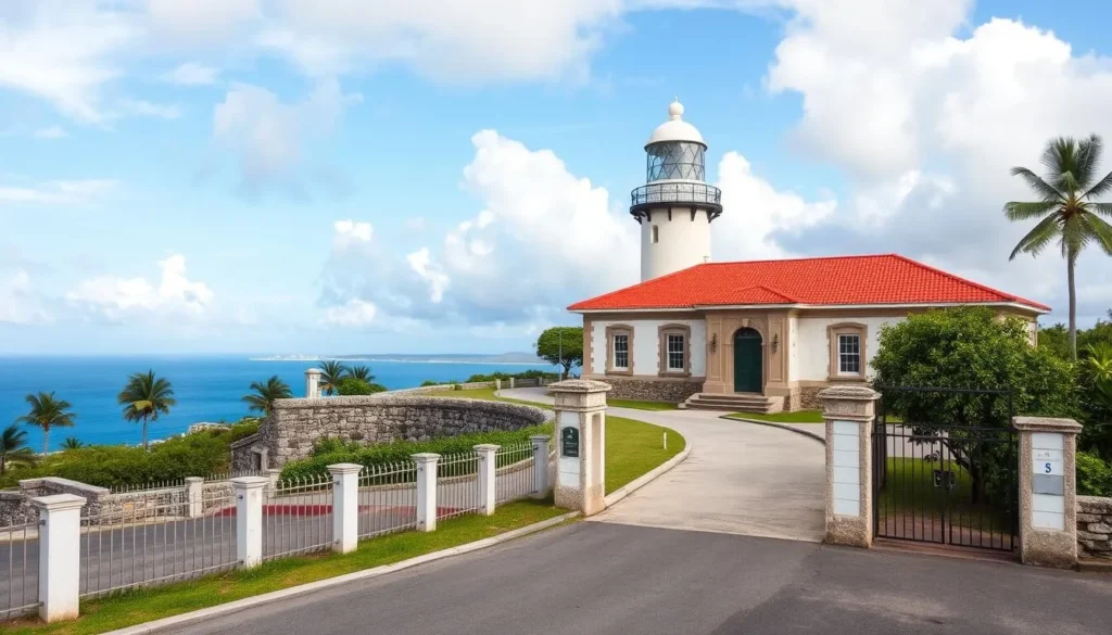 Arecibo Lighthouse Historical Park entrance with coastal views