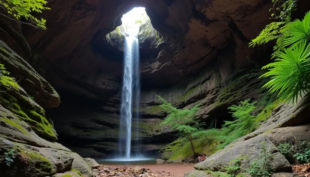 Ash Cave waterfall and sandstone recess cave in Hocking Hills State Park