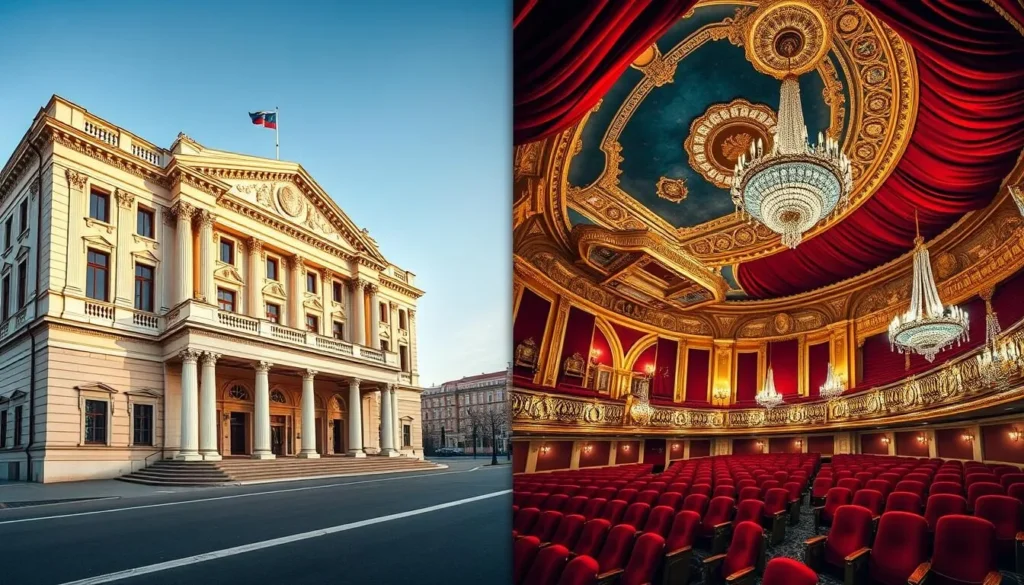 Astrakhan State Opera and Ballet Theater exterior and interior
