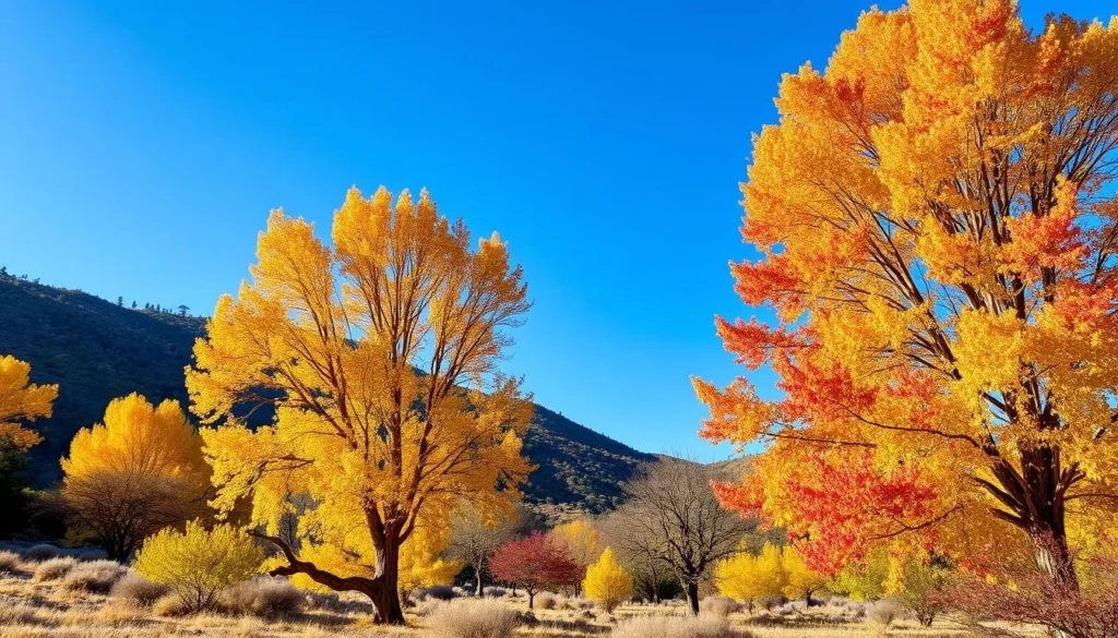Autumn colors in Ifrane National Park, Morocco with golden and red foliage