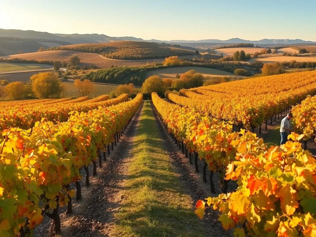 Autumn vineyards near Montpellier during harvest season