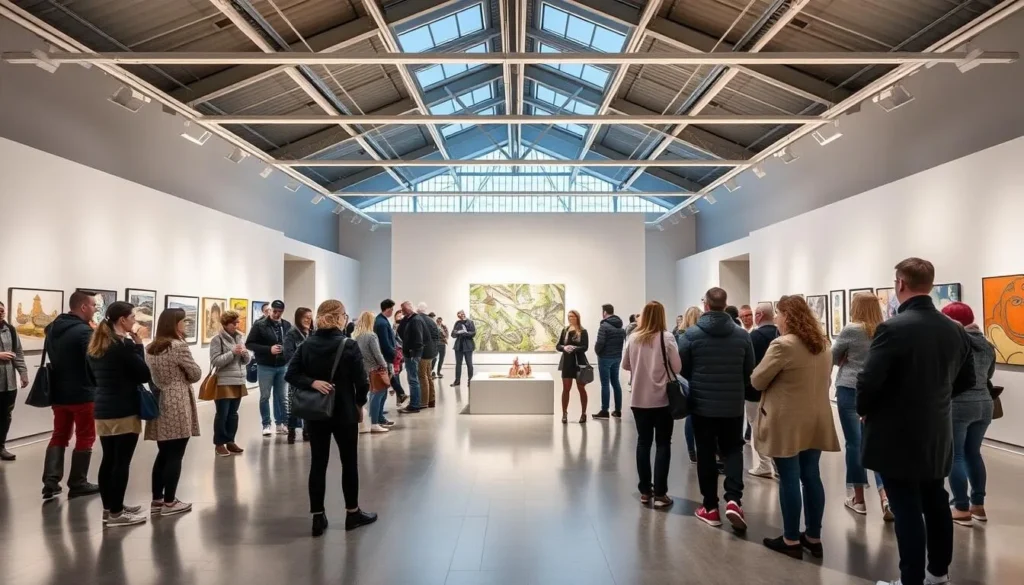 BALTIC Centre for Contemporary Art with diverse visitors viewing an exhibition