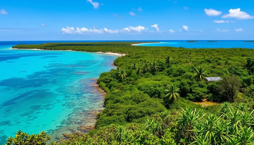 Bahía de Naranjo Natural Park near Banes showing lush vegetation and coastal views