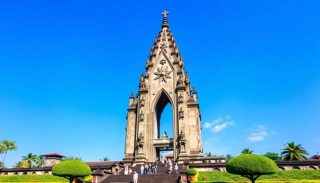 Bajra Sandhi Monument in Denpasar with its impressive architecture against blue sky