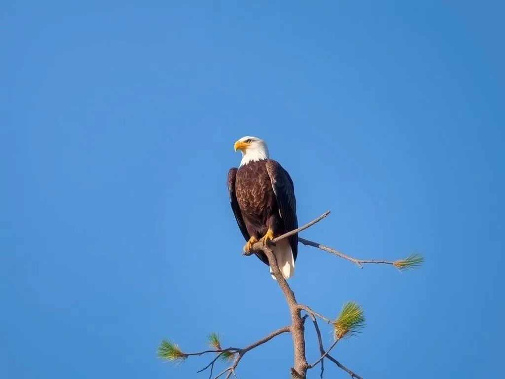 Bald eagle perched on a tree branch at Lake Kissimmee State Park