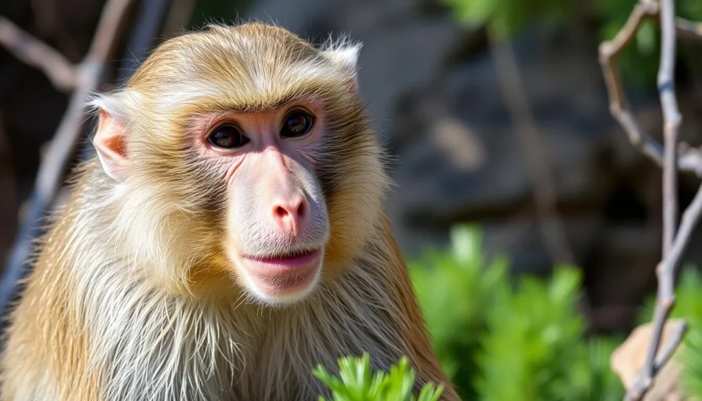 Barbary macaque in its natural habitat within Al Hoceima National Park Barbary macaque in its natural habitat within Al Hoceima National Park