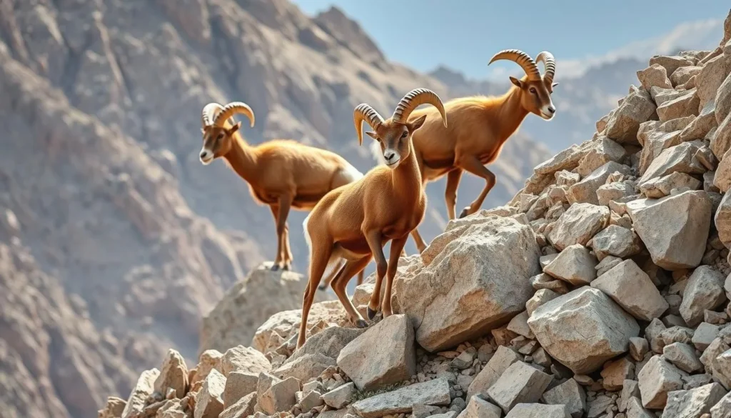 Barbary sheep (aoudad) on rocky terrain in Haut Atlas Oriental National Park