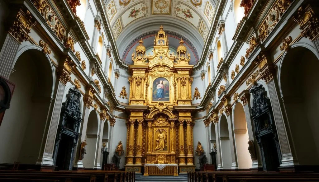 Baroque architecture and gold altarpiece at the National Museum of the Viceroyalty in Tepotzotlán, Mexico State Baroque architecture and gold altarpiece at the National Museum of the Viceroyalty in Tepotzotlán, Mexico State