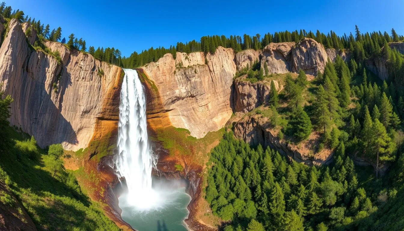 Basaseachic Falls cascading 246 meters down the cliff face in Basaseachic Falls National Park, Mexico