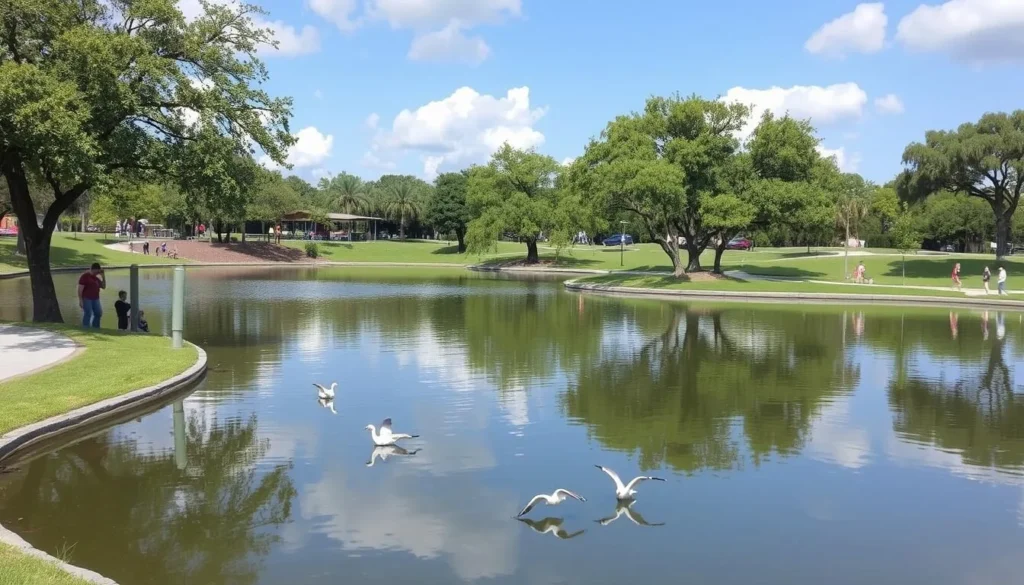 Bay Street Park with lake, walking trails, and wildlife viewing areas