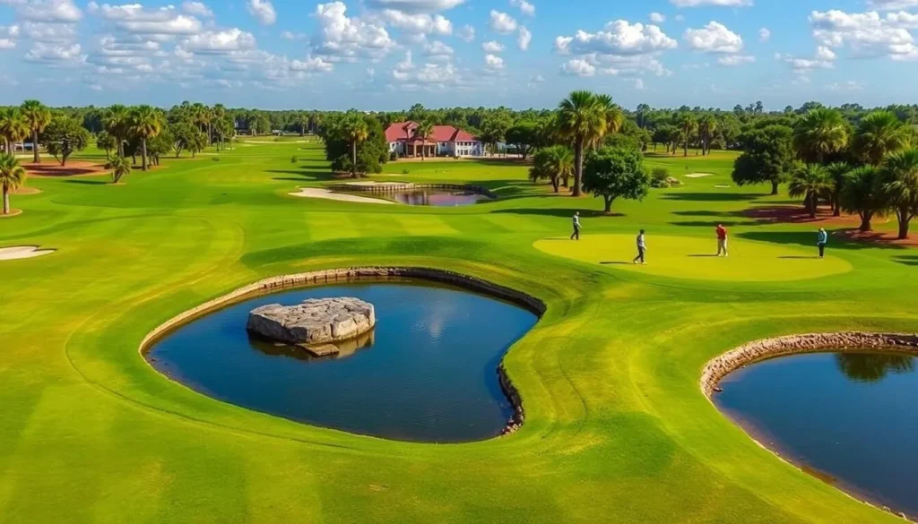 Bayou Golf Course in Texas City with golfers on the green