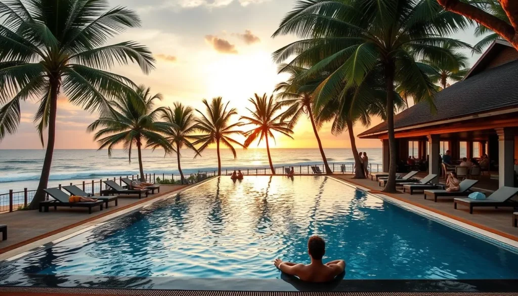 Beachfront accommodation in Weligama with traditional architecture and ocean views