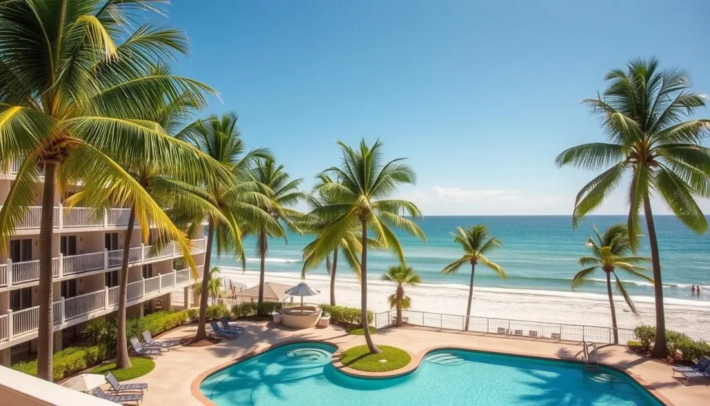 Beachfront accommodation near North Peninsula State Park with palm trees and ocean view