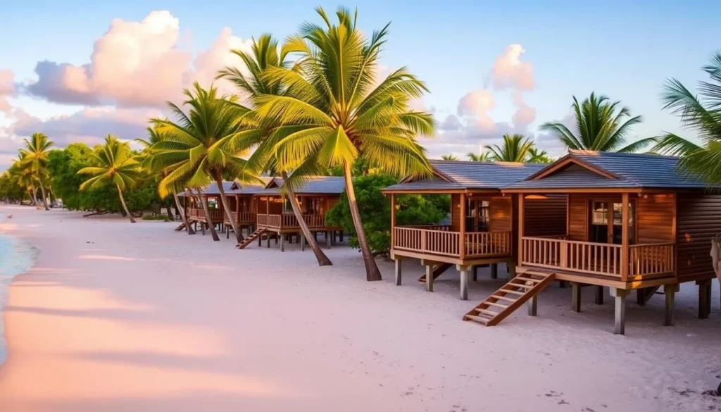 Beachfront accommodation near Palmetto Point Antigua and Barbuda with pink sand beach view