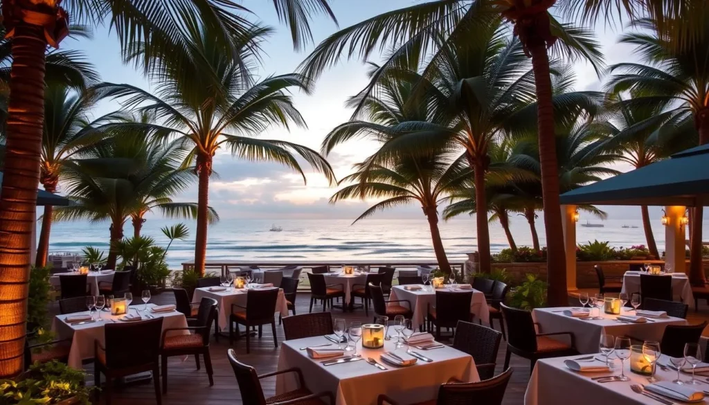 Beachfront dining at Nu Nu Restaurant in Palm Cove with ocean views