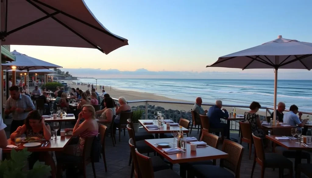 Beachfront dining in Kingscliff with ocean views
