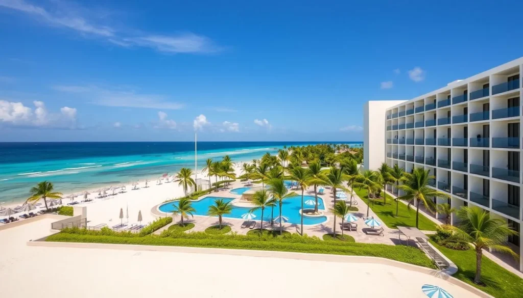 Beachfront hotel in Cancun's Hotel Zone with view of the Caribbean Sea