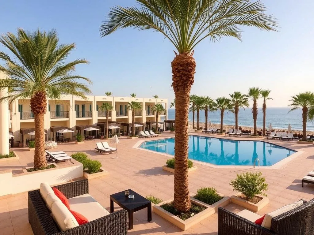 Beachfront hotel in Kelibia with views toward Zembra National Park Beachfront hotel in Kelibia with views toward Zembra National Park