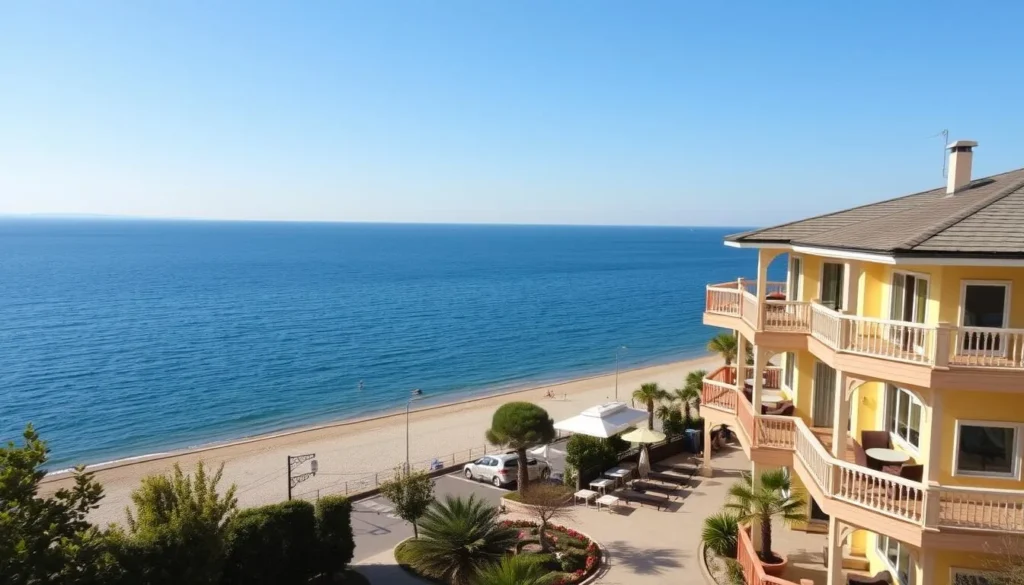 Beachfront hotel with views of the Black Sea at Lake Kacha