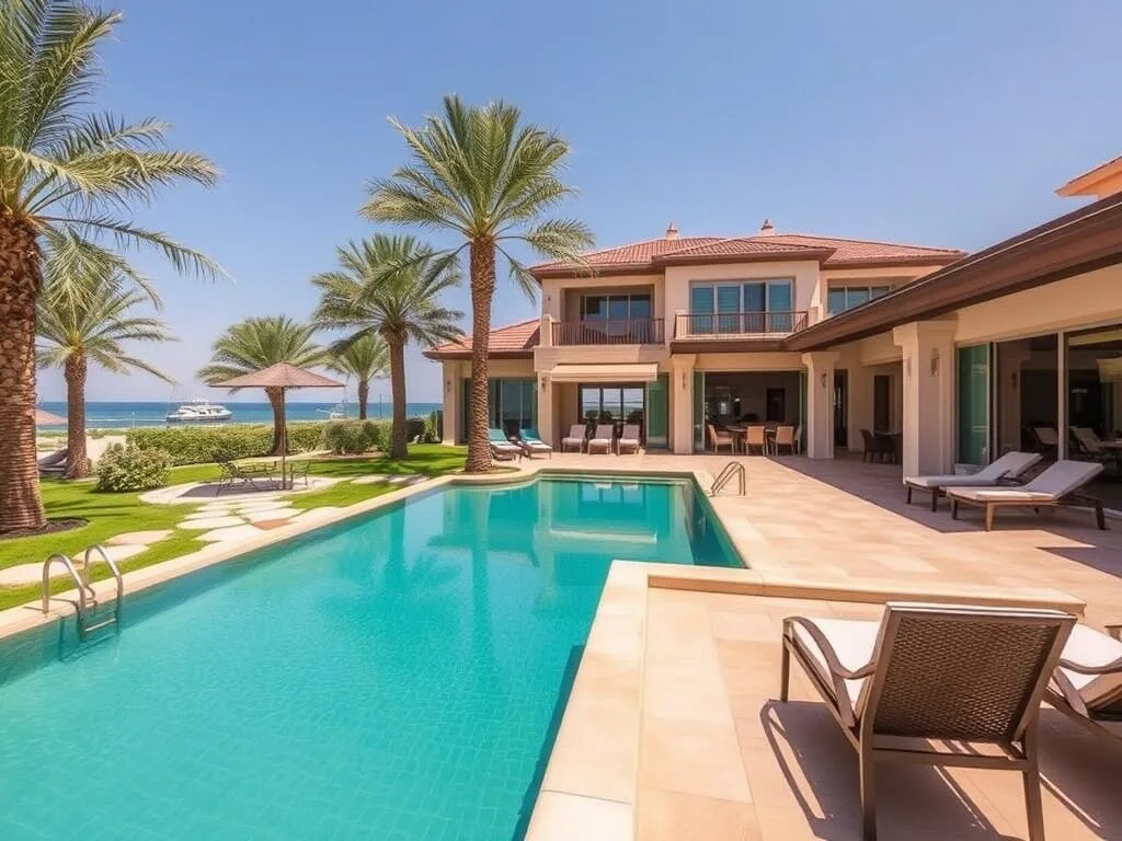Beachfront pool villa at Banana Island Qatar with private garden