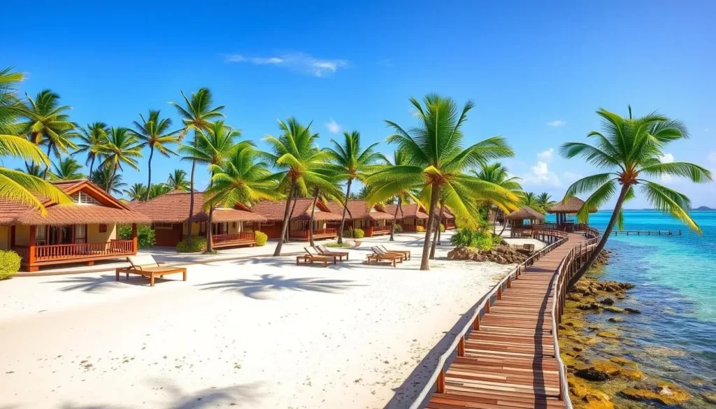 Beachfront resort in Ambon with traditional-style bungalows overlooking the sea