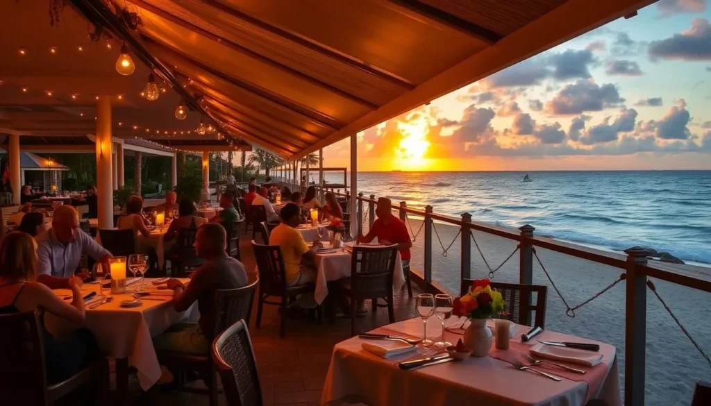 Beachfront restaurant in Holetown serving fresh seafood with ocean views