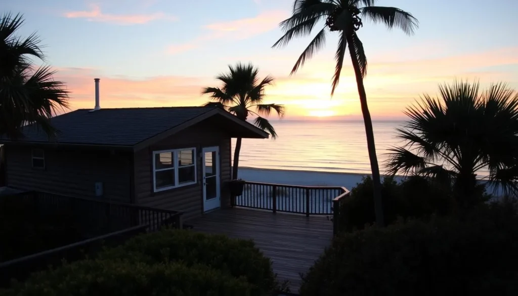 Beachfront vacation rental near Bald Point State Park Florida with sunset view