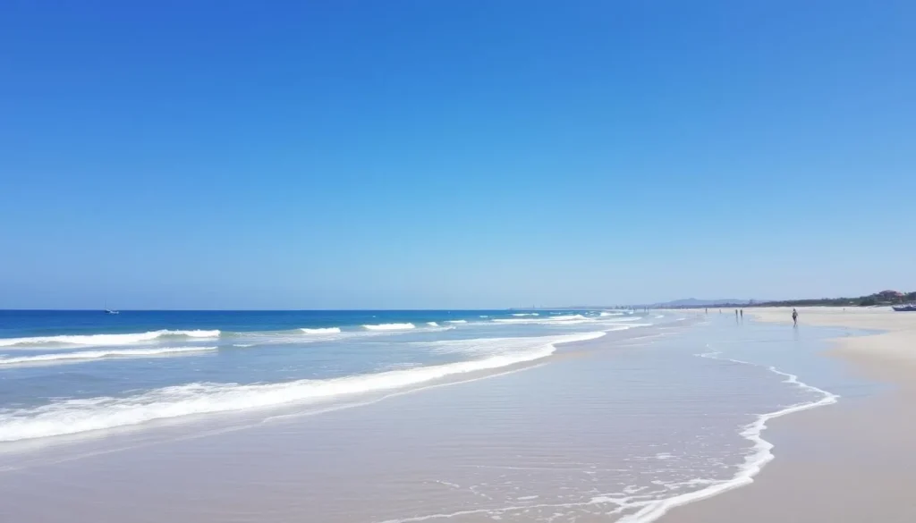 Beautiful beach in Ain Harrouda, Morocco during spring season with perfect weather