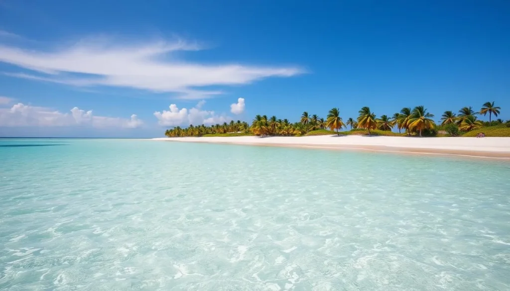 Beautiful beach in Cayo Guillermo during dry season with perfect weather
