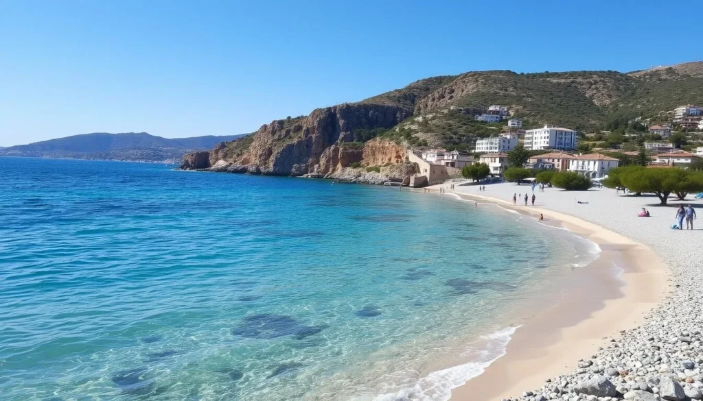 Beautiful beach in Latakia with crystal clear Mediterranean waters and sandy shores