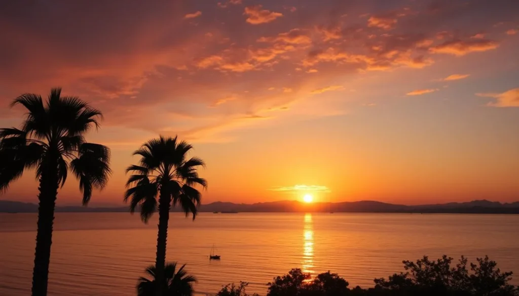 Beautiful sunset over the Sea of Galilee in Tiberias during spring Beautiful sunset over the Sea of Galilee in Tiberias during spring