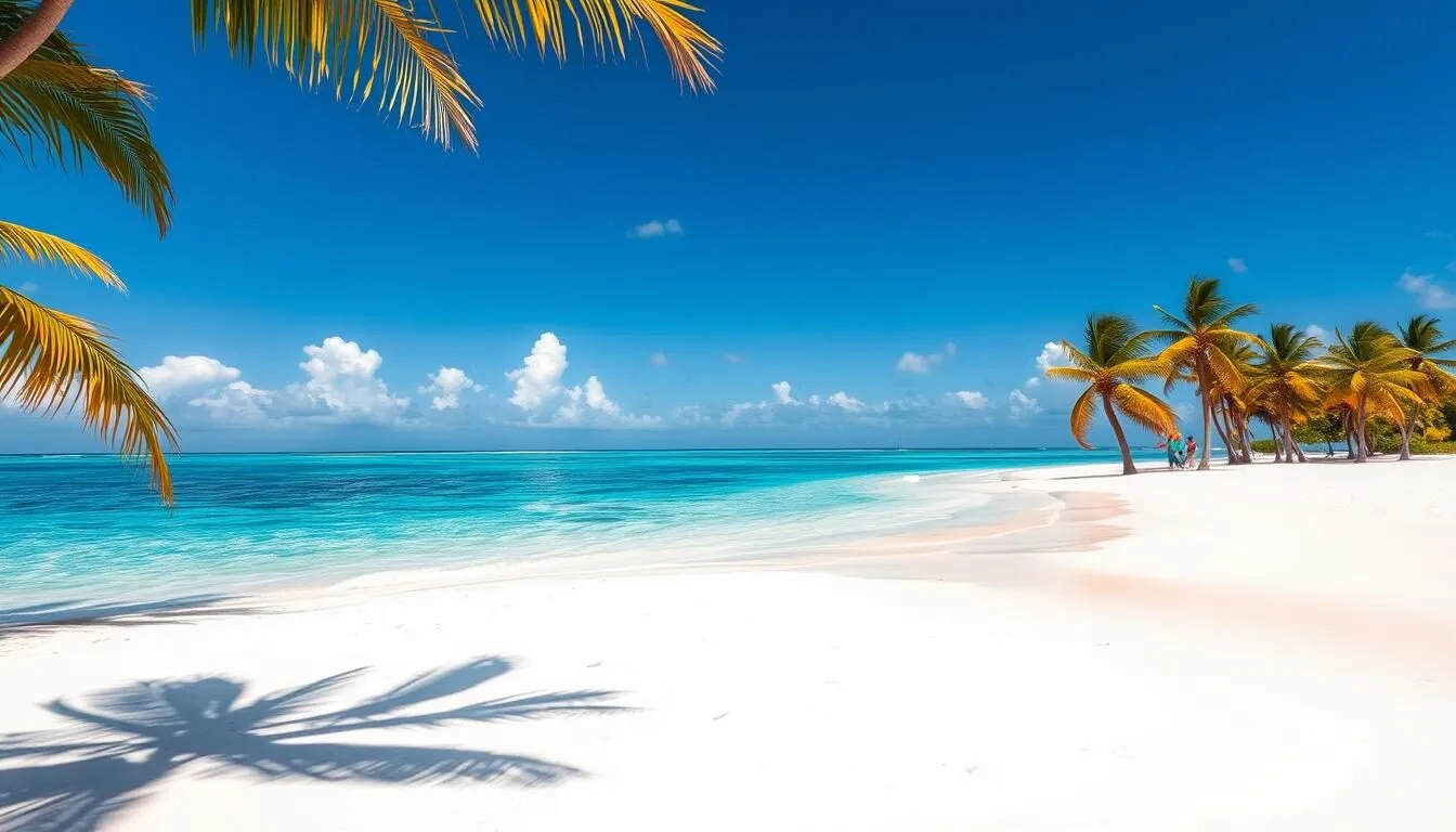 Beautiful white sand beach in Varadero with palm trees and turquoise waters - best things to do in Cuba