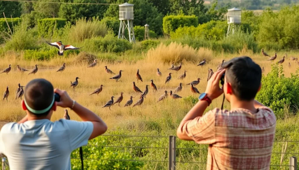 Bird watching in the wetlands near Fquih Ben Salah with various bird species