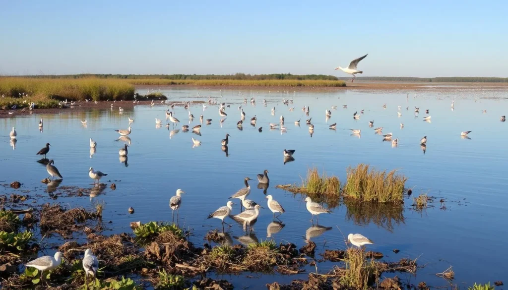 Birdwatching at Lake Kacha with diverse water birds in their natural habitat