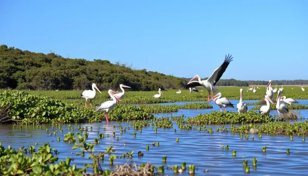 Birdwatching at Surfside Beach with roseate spoonbills and brown pelicans Birdwatching at Surfside Beach with roseate spoonbills and brown pelicans