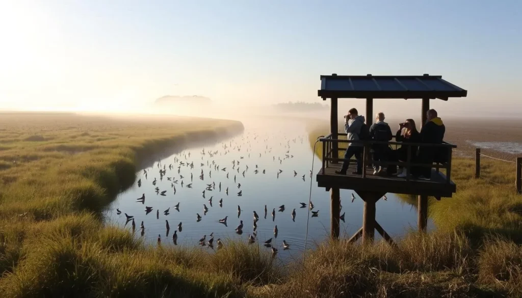 Birdwatching in the wetlands near the Pangalanes Canal with diverse bird species