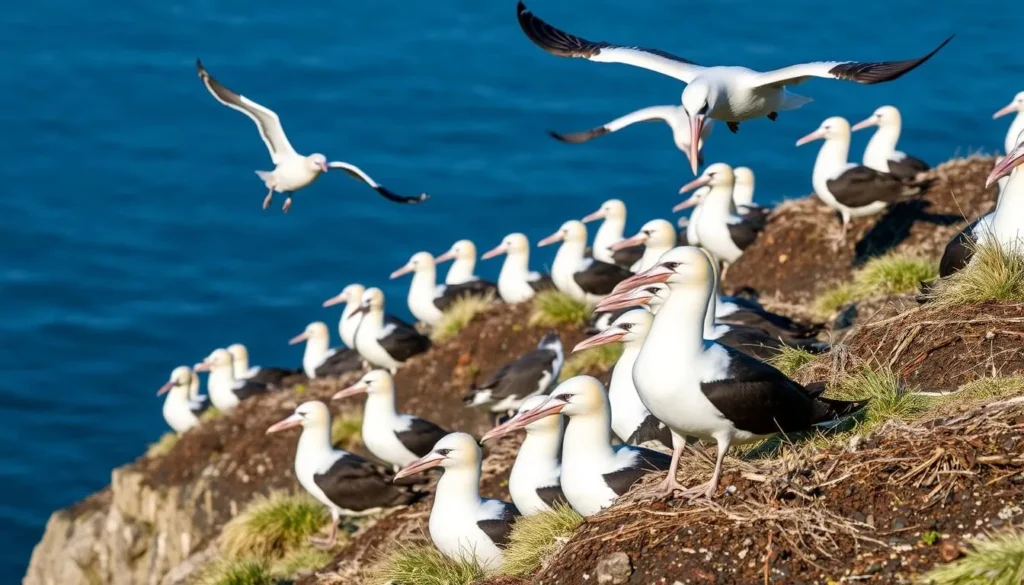 Black-browed albatross colony on East Falkland Island
