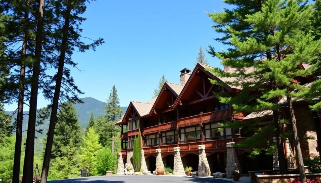 Blackwater Falls State Park Lodge with mountain views and rustic architecture