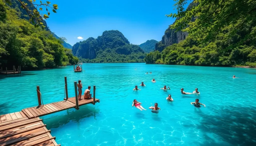 Blue Lagoon 1 in Vang Vieng, Laos things to do include swimming in crystal clear turquoise waters